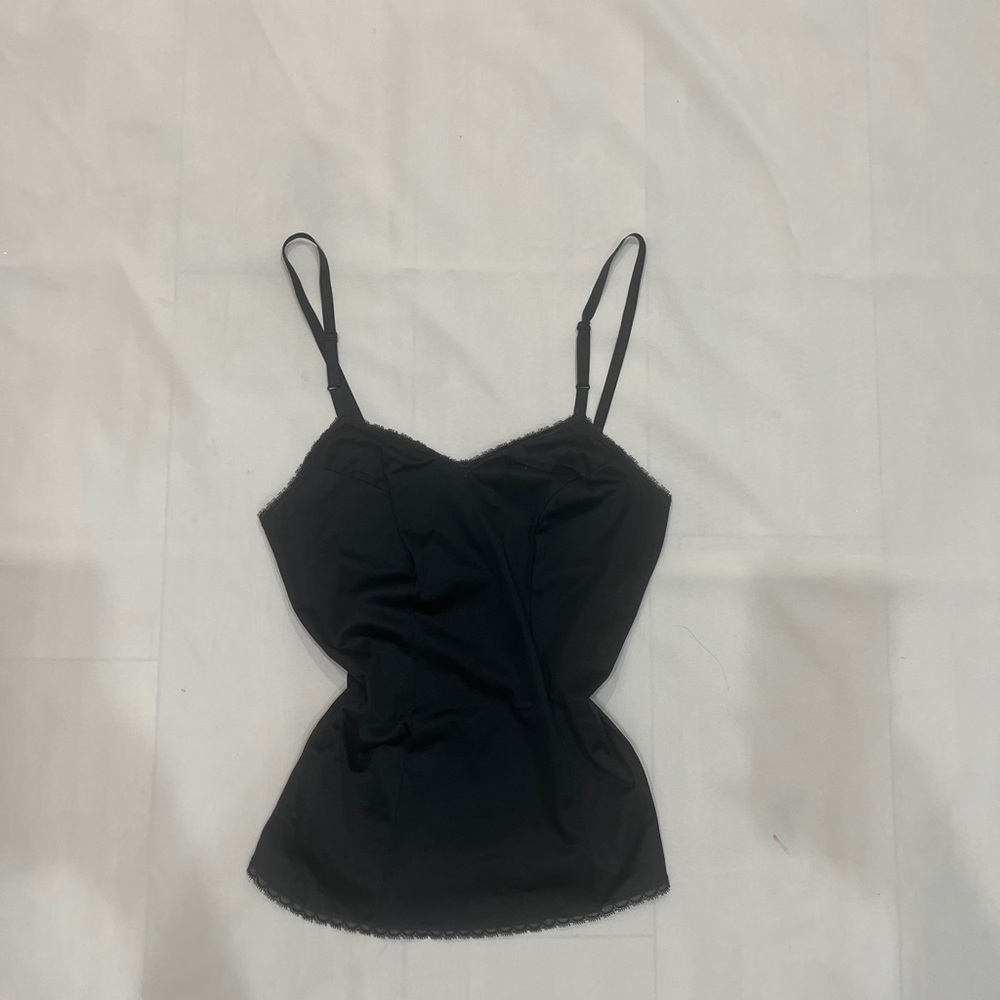 Black Camisole Top with Lace Trim